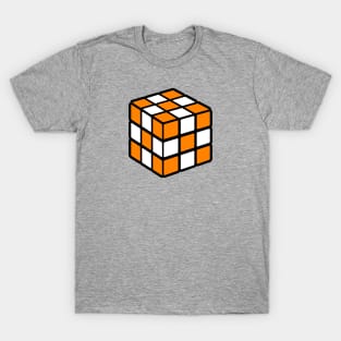 Orange And White Rubik's - Checkerboard T-Shirt